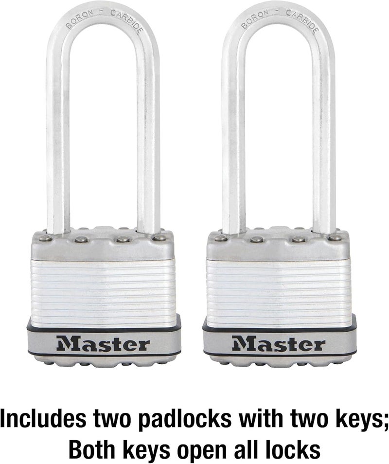 MasterLock M1XTLJ Magnum Heavy Duty Padlock with Key, 2 Pack Keyed-Alike - Image 5